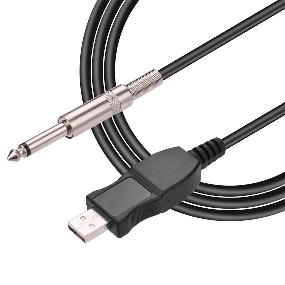 

Guitar Instrument Cable,Usb Interface Male To 6.35Mm Mono Male Electric Guitar Cable Connector For Recording Singing, Black