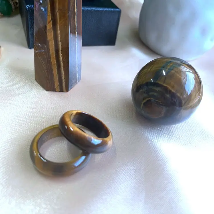 

2021 New Jade Jewelry Finger Rings For Women Men Vintage Tiger Eye Stone Ring Natural Brown Real Jade Rings