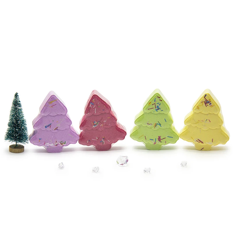 

Customized Attractive Christmas Tree and Snowman Bath Fizzy Lavender Best Vegan Bath Bombs Gift Set for Kids Spa, Green, purple, yellow, red