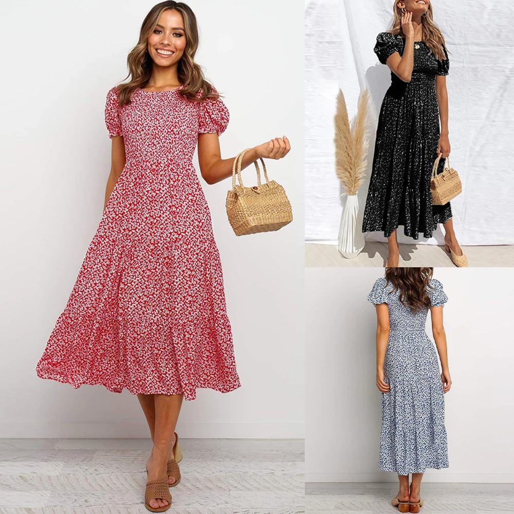 

Latest dress patterns ladies cotton maxi dress short sleeve bohemian dress