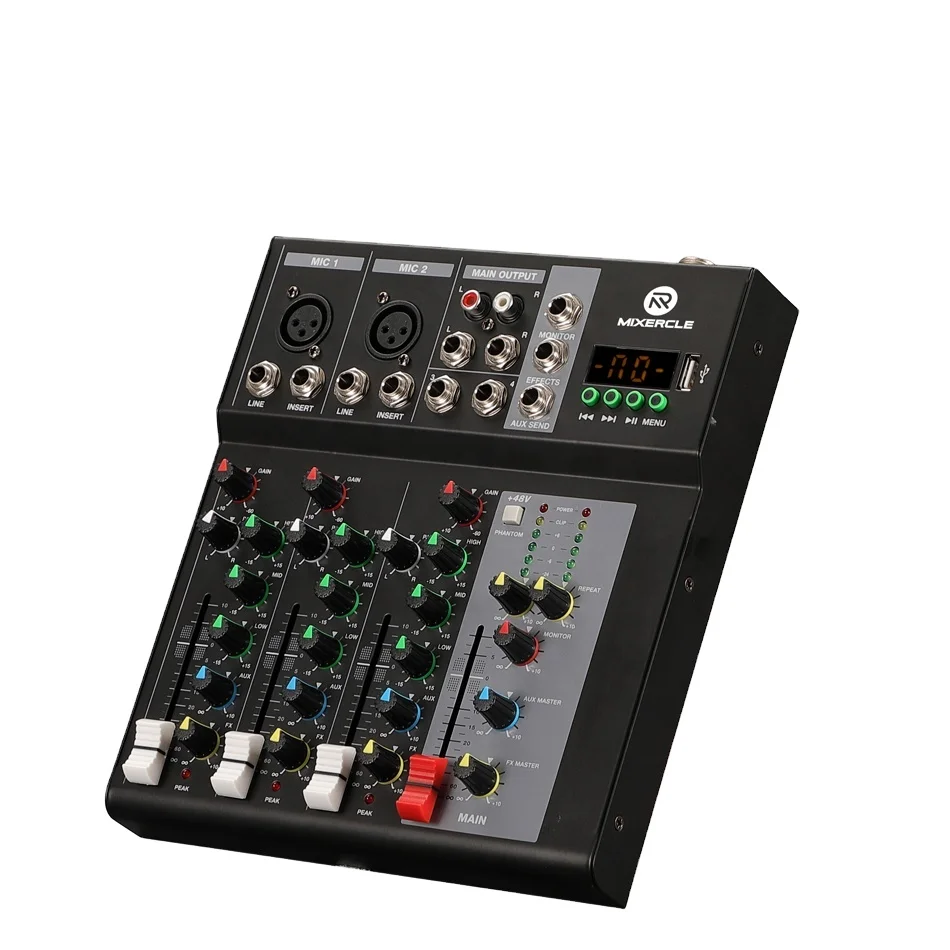
F4 Newest Design, Mini Mixer Console With Big LCD Display, Portable Digital Audio Mixer with Bluetooth 