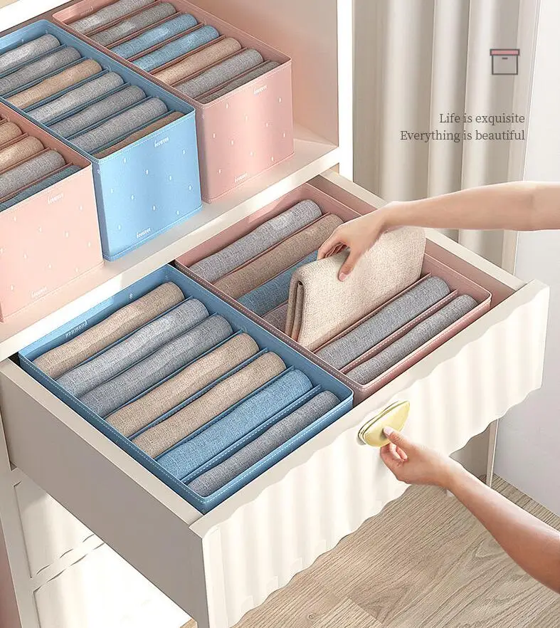 

Wardrobe Storage Organizer 7 Grids Folding Storage Drawer for Sweats Portable Closets Drawers for T-shirt Legging Skirts