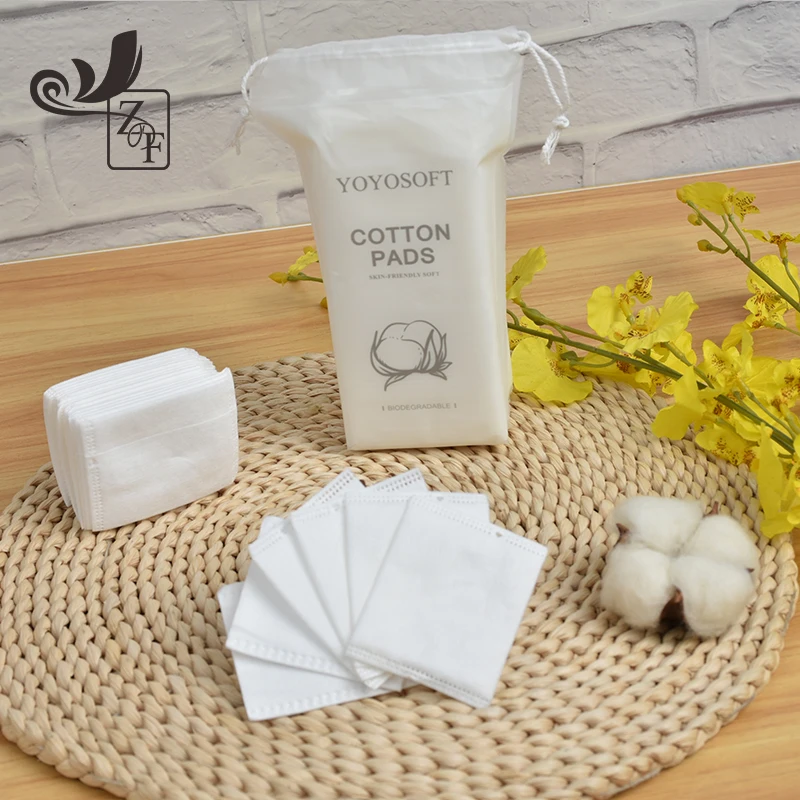 

Hot Sale Cosmetic Square Cotton Pads Disposable Cotton Facial MakeUp Remover Pads