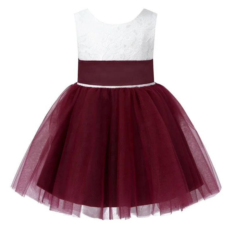 

Baby Girls Lace V-Back Christening Gown Lace Toddler Dress