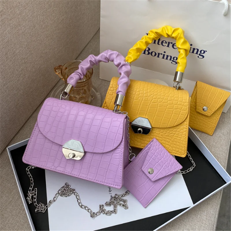 

Hot sales fashion Solid color simplicity casual Chain Messenger bag high quality all-match handbag suit, Customized color