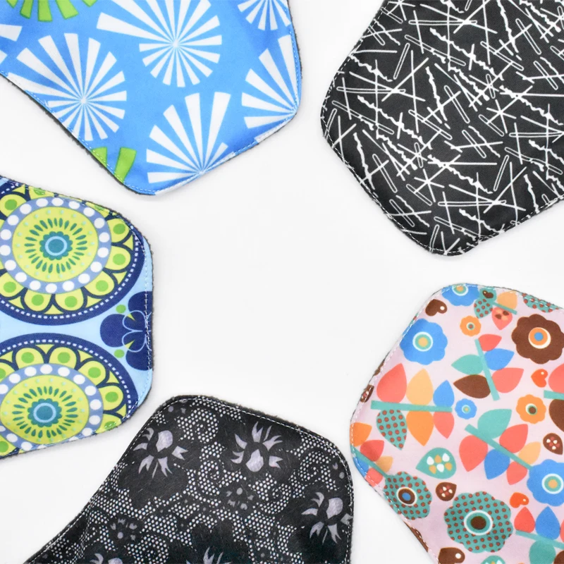 

Private Label Organic Washable Reusable Cloth Sanitary Napkins Menstrual Pads, Mix colors