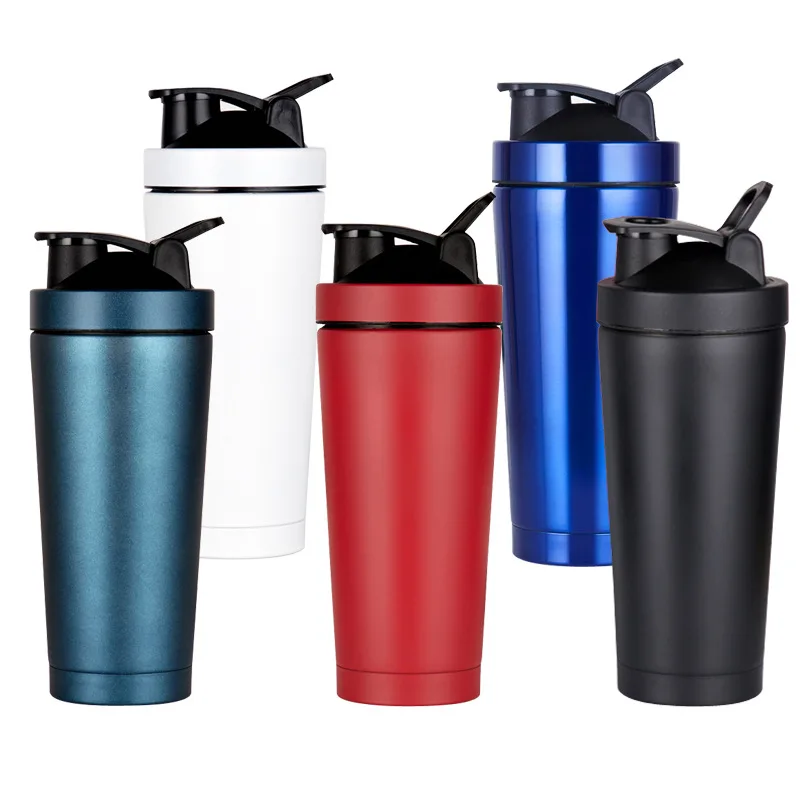 

Seaygift 750ml sublimation blanks gym exercises stainless steel shaker water bottle double walled car cup insulated thermos mug, Blue/black/red