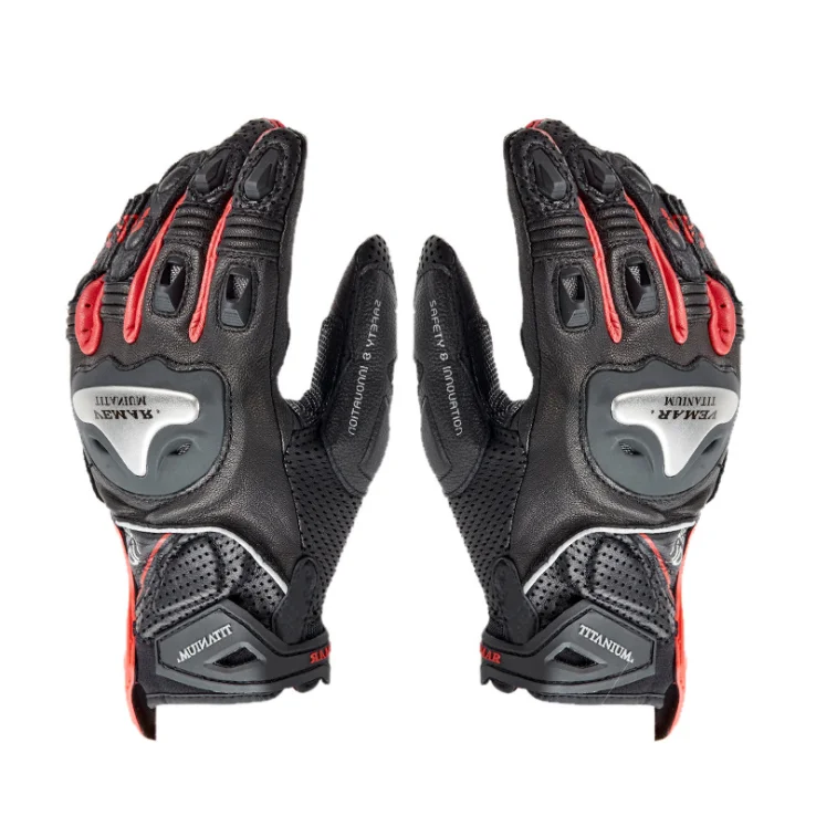 

Breathable racing rider gloves for men and women leather gloves motorcycle, Red/green/black