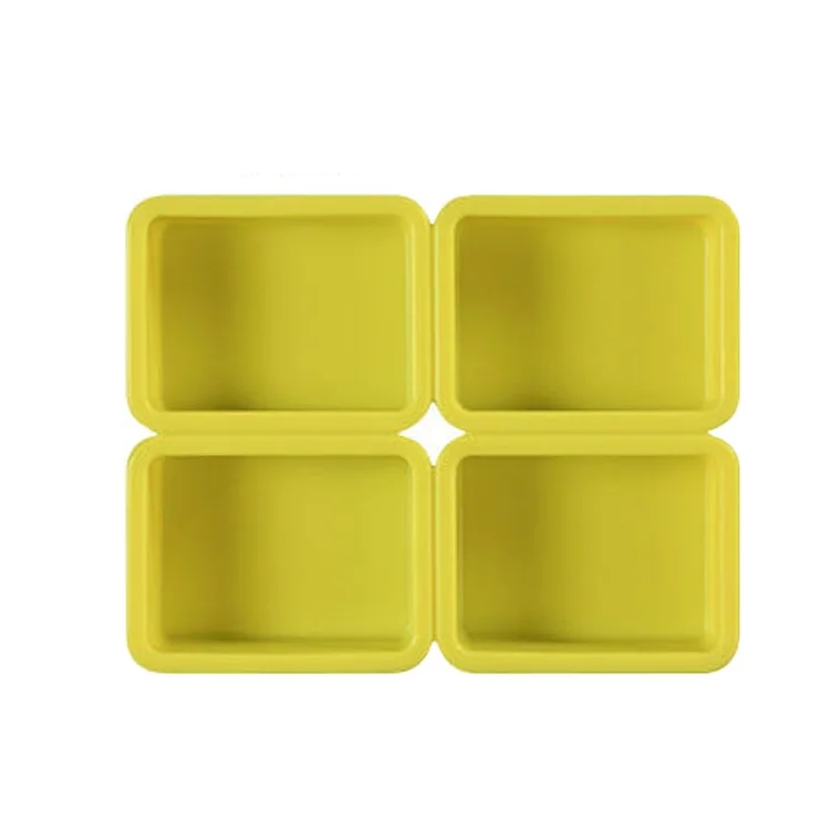 

Wholesale factory price custom 150g 200g 4 capacity big silicone soap mold tray, Yellow or custom color