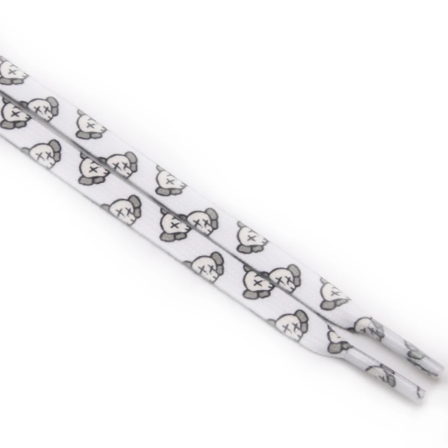 

Coolstring factory direct sublimation shoelaces white pink cartoon printed shoe lace flat 9mm width boot laces, Support customized color printing