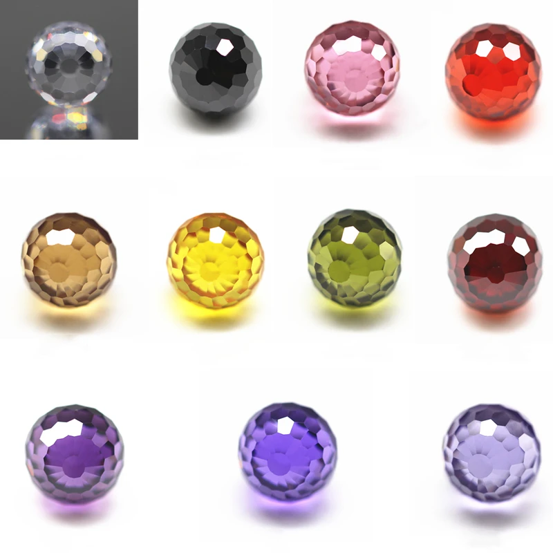 

wholesale 3mm-12mm round shape balls/beads football cut various color cubic zirconia loose gems synthetic honeycomb cut hole CZ