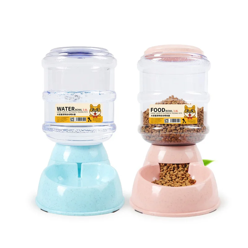 

3.8L Dog Cat Food And Water Dispenser Self Dispensing Gravity Dog Food Bowl Automatic Pet Feeder Dog Bowl, Colorful