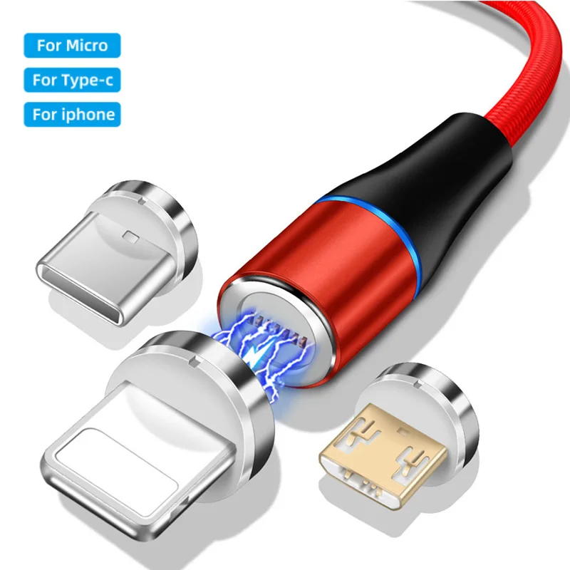 

In stock Magnet Phone Charger Compatible with Micro-USB Type-C IOS Fast Charging cable 3 in 1