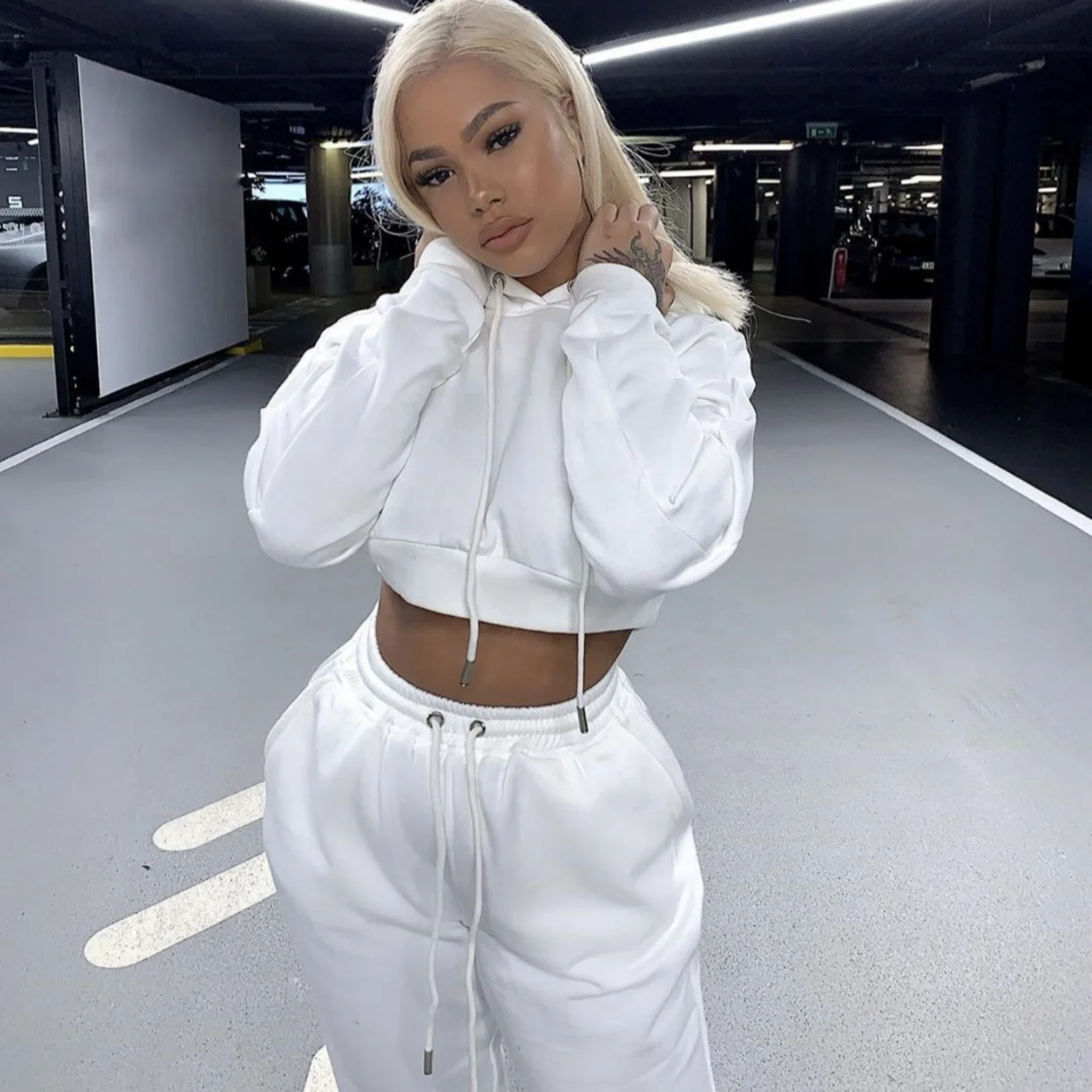

Plus size fleece women sport set XL 2XL 3xl gym hoodie tracksuits for adult, Custom color