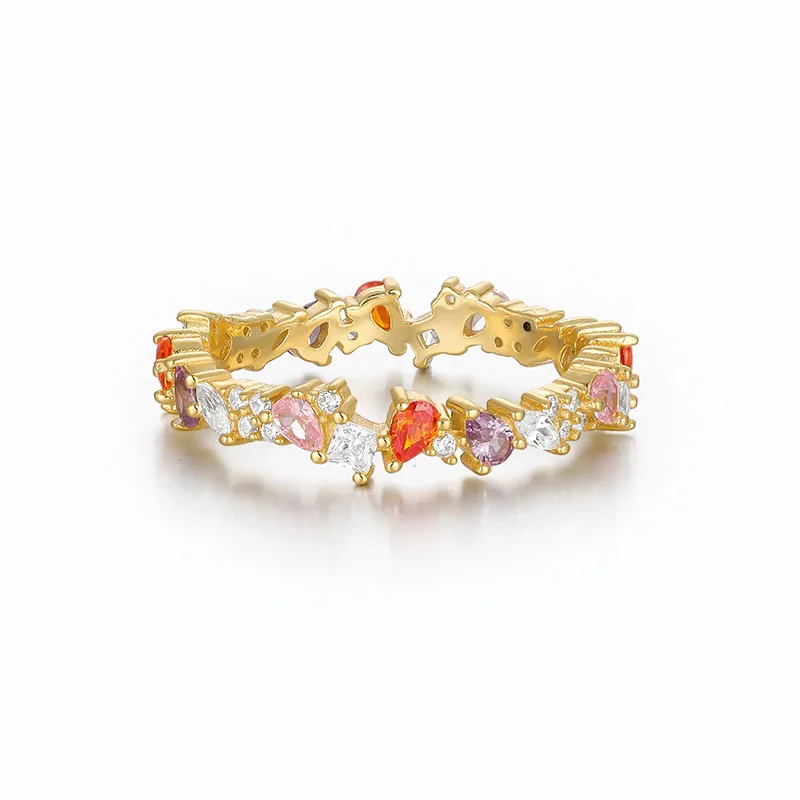 

Carline wholesale 925 silver beautiful colorzircon rings 5a zirconia women 18k gold plated ring fine jewelry