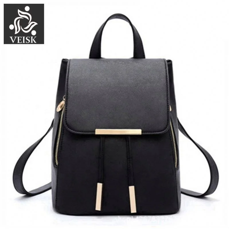 

Black School Backpack Female PU Leather Backpack Japanese Street Bag Women's School Bag For Adolescent Girls Backpacks, White,pink,light blue,dark blue,red,black,purple