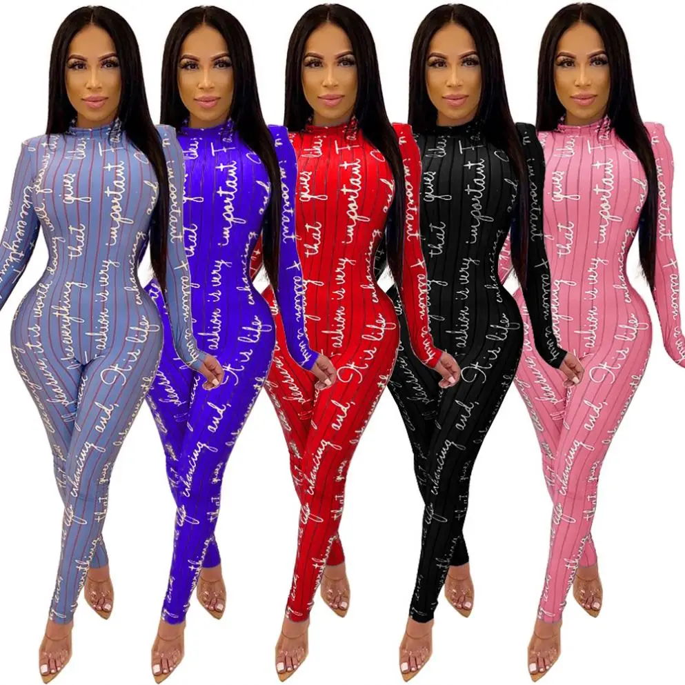 

TK6048 Best selling high quality fall character jumpsuits for women one piece printing bodycon jumpsuit rompers womens jumpsuits