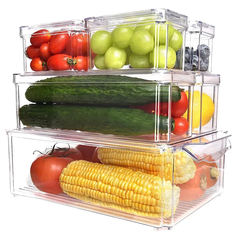 

LOW MOQ Plastic Clear Freezer Organizer Bins Organizer Set