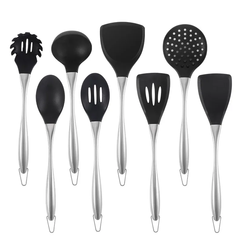 

Top Quality 430 Stainless Steel Home Kitchen Non Stick Custom Handle Silicon Cooking Utensils Set