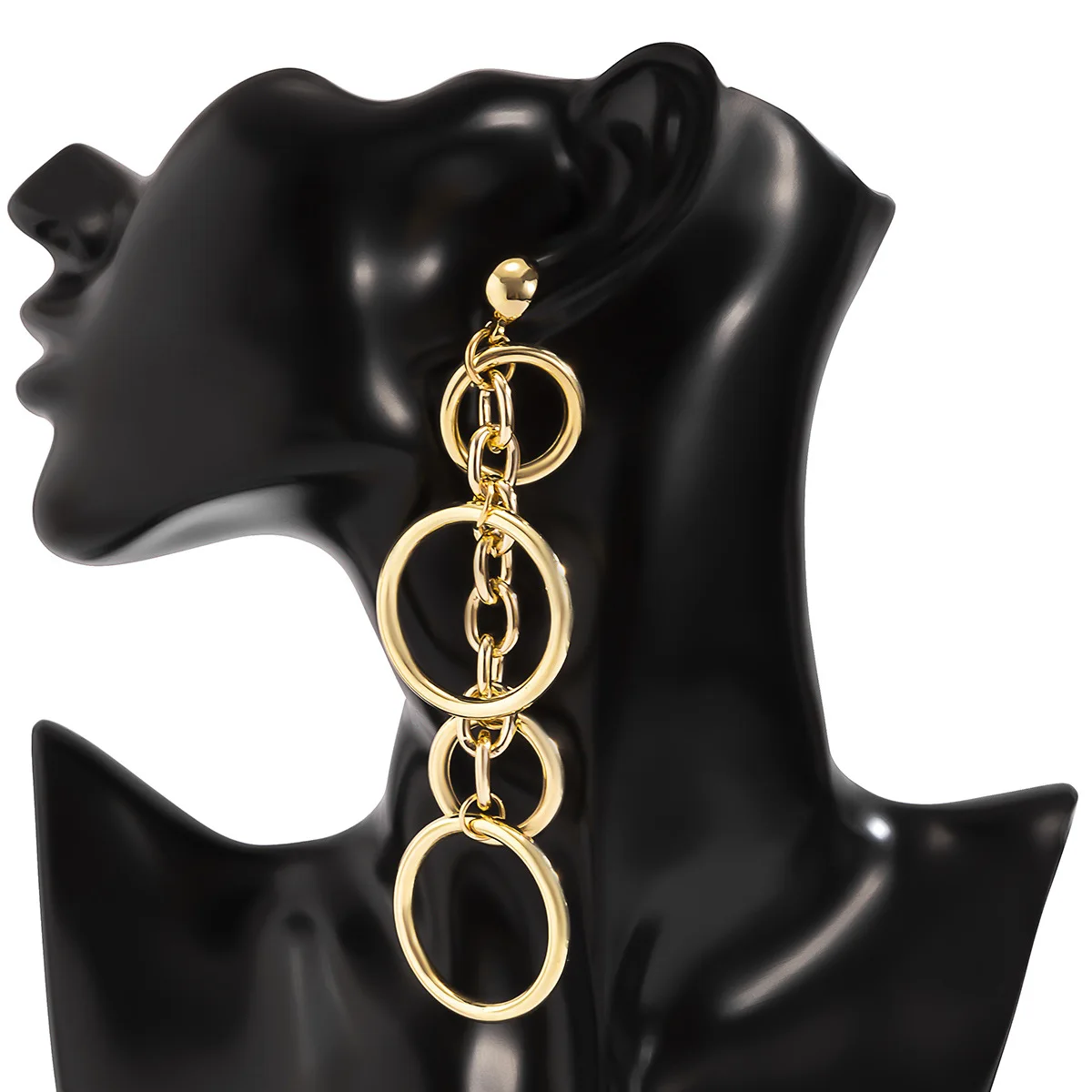 

2022 New Fashion Alloy 14 K Gold Plating Four Circle Tassel Earrings For Party