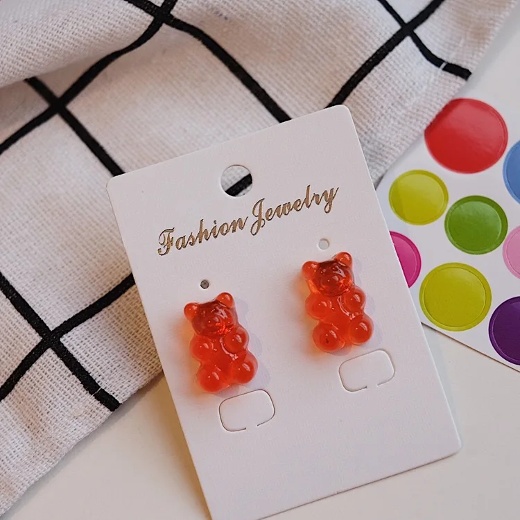 

New Arrival Handmade Resin Cute Cartoon Gummy Bear Stud Earrings For Women Girl Creative Transparent Color Candy Earrings Gift, Picture