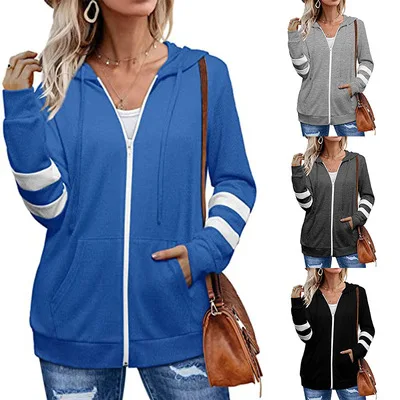 

2021 Fall/Winter New Amazon Pure Color Cardigan Hoodie Zipper Sweater women's hoodies