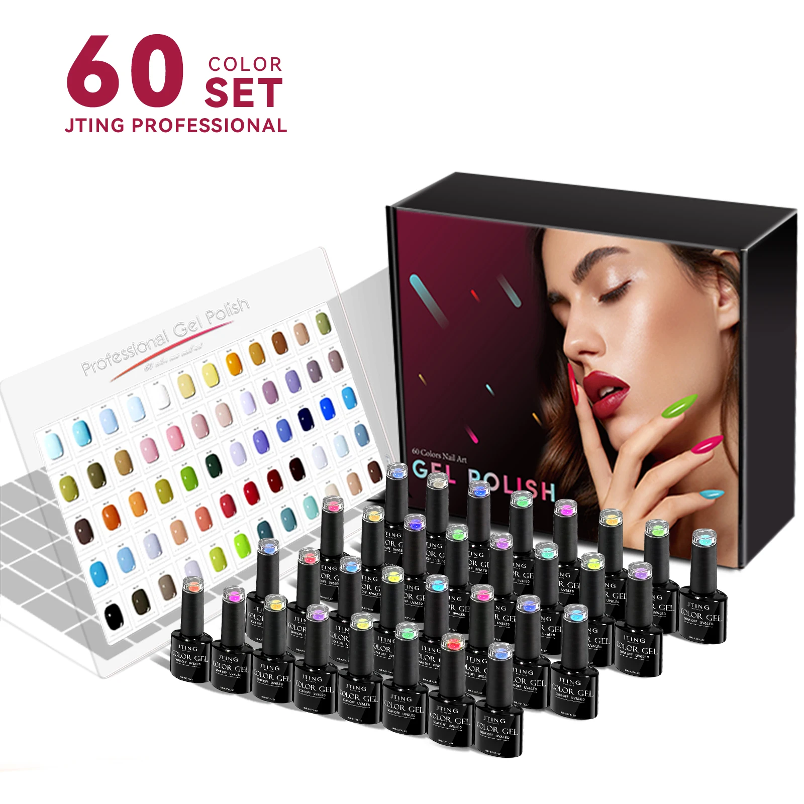 

JTING Hot popular professional 60 colors Nail Gel Polish set free colors card nail box OEM private label uv gel kit