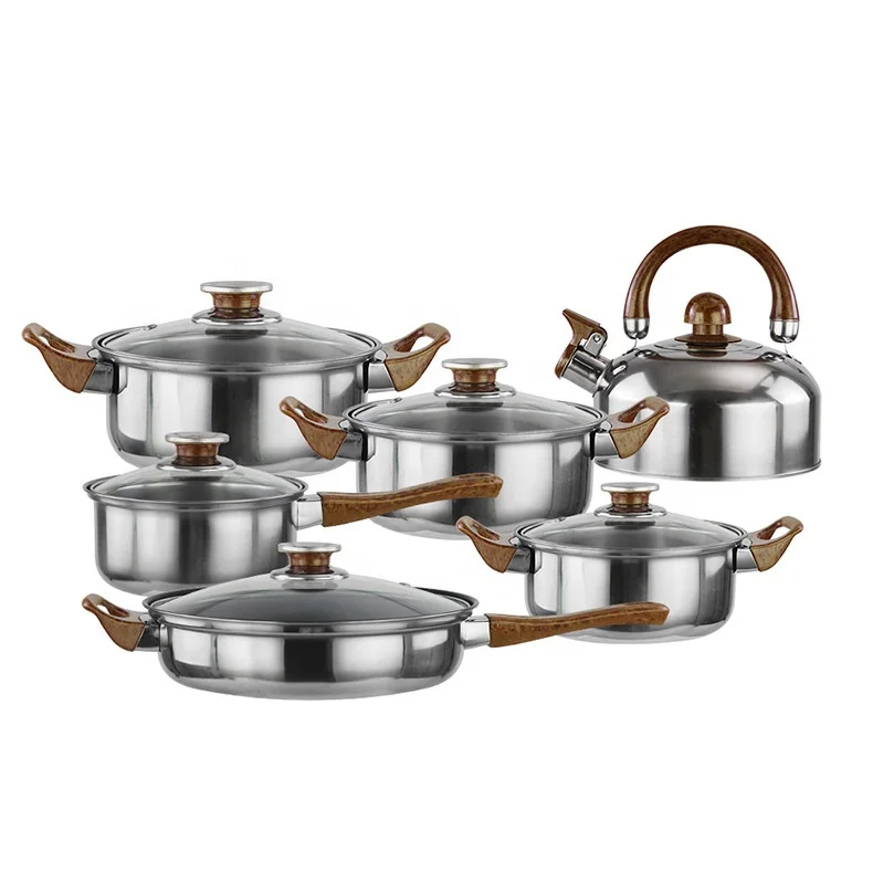 

12 Pieces Set Stainless Steel Deep Frying Pan milk pot soup kitchen household Utensils kettle cooking pot cookware set