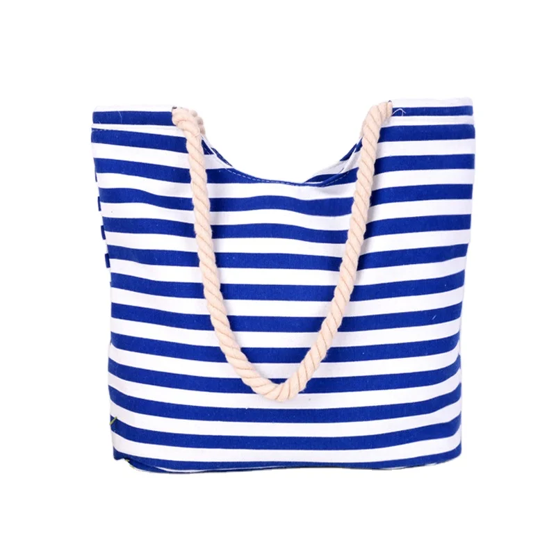 

Factory Direct Supply High-Quality Fashion Polyester One-Shoulder Casual Simple Striped Canvas Bag, 2 colors