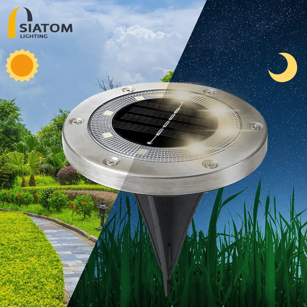 House Buried Garden Lighting Solar Power 65IP 8 LED Lamp With Movement Sensor