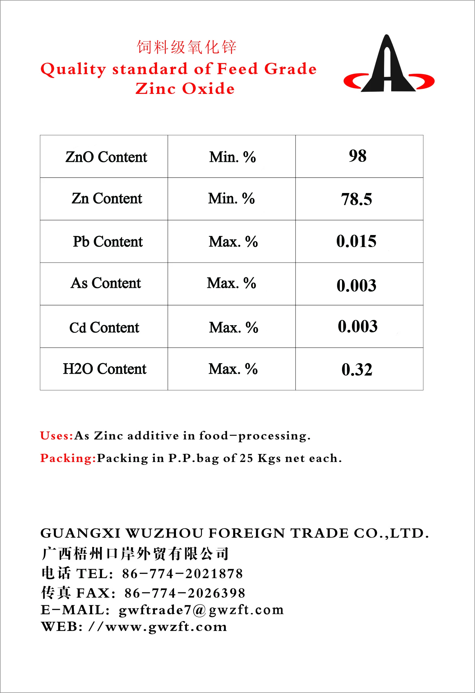 Feed Grade Zinc Oxide 78.5 Buy Zinc Oxide Calcination Process,Zinc