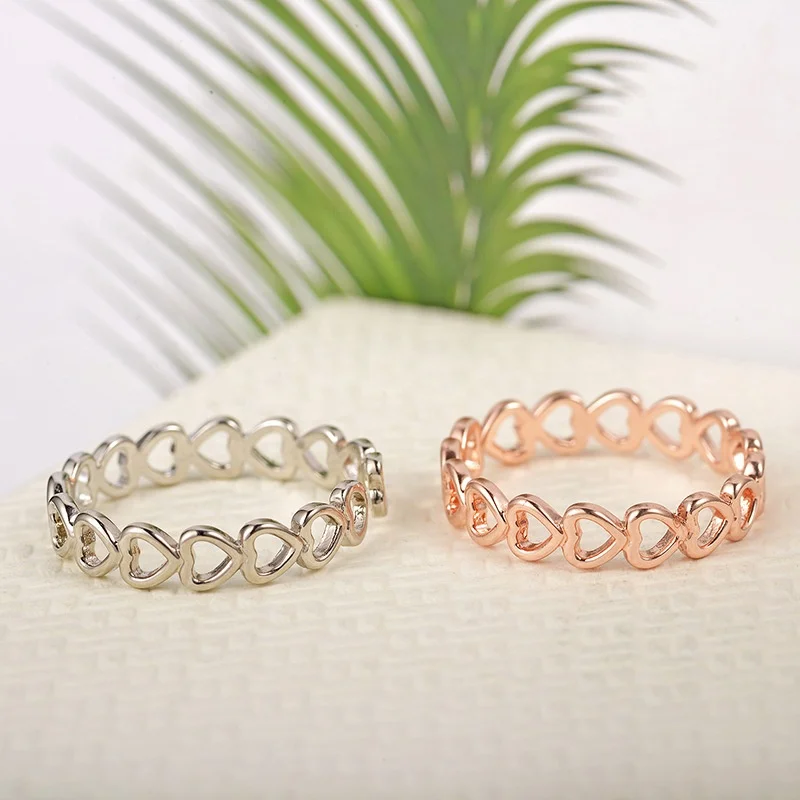 

New creative rings metal copper plating ring adjustable heart ring for women