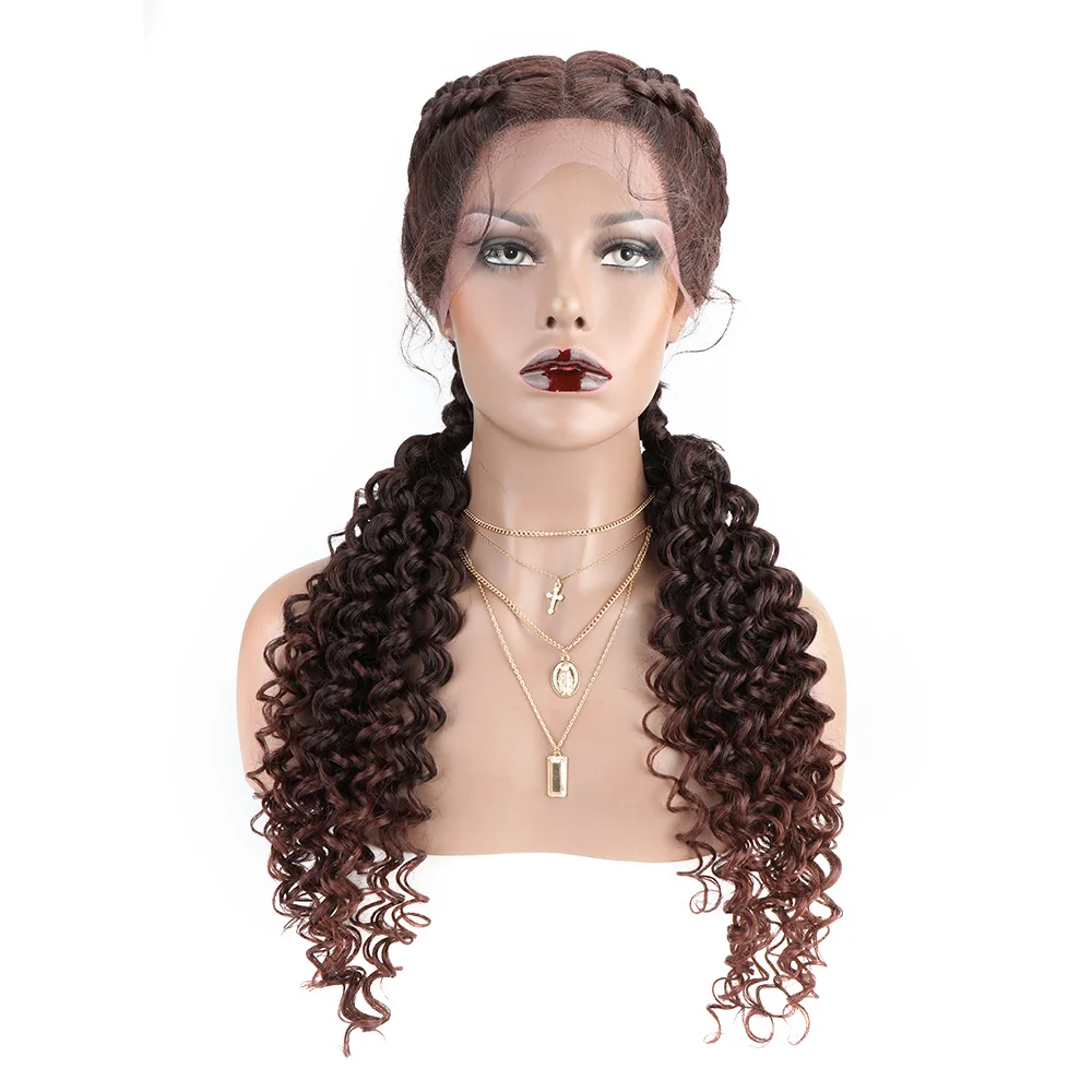 

Black Women Glueless Synthetic Hair Lace front Wig Cheap Braid Hand Made African Braided Lace Wig for Black Women, 1b 27/613m t1b/27 t1b/30 t1b/99j t1b/613