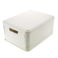 

Plastic Folding Storage Box with Handles for Organizing Closets Shelves and Cabinets in Bedrooms Bathrooms Entry