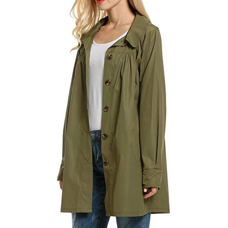 

WW-0385 Waterproof Outdoor Waterproof Raincoat Jackets Women Womens Rain Trench Coat Long, Same as picture