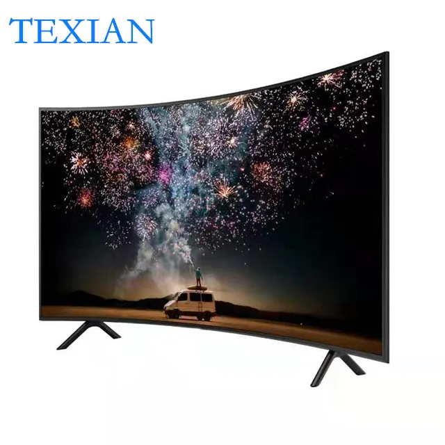

New Television 55 Inch Curved Smart Led TV 4K UHD LED Television Wifi Usb Video Fashion Design, Black color