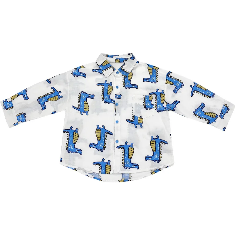 

Autumn Korean Fashion Cartoon Dinosaur Shirt for Children and Boy's Shirt