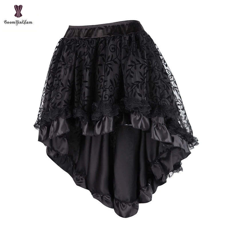 OEM & ODM Acceptable Women's Steampunk Gothic Costume Vintage Multi-Layered Asymmetrical Floral Chiffon Skirt Plus Size XXXXXXL