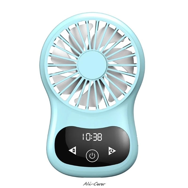 

Travel Rechargeable Portable Pocket USB Fan 3 Speed Adjustable Air Cooler Hand Held Real Time Display Touch Clock Desk Fan
