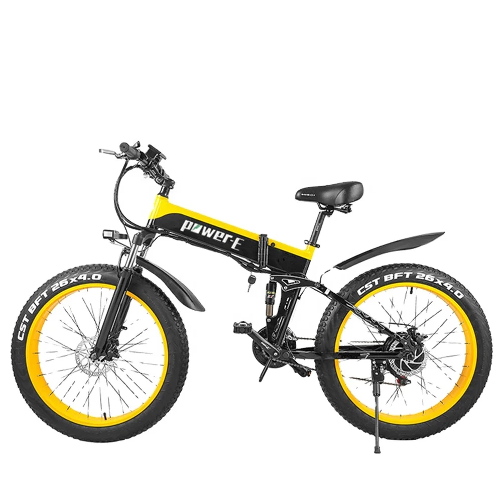 

Powerful 48V 500W 750W Fat Tyre Electric Bike 13Ah Battery 3*7 Speed E-Bike, Green/yellow/camo