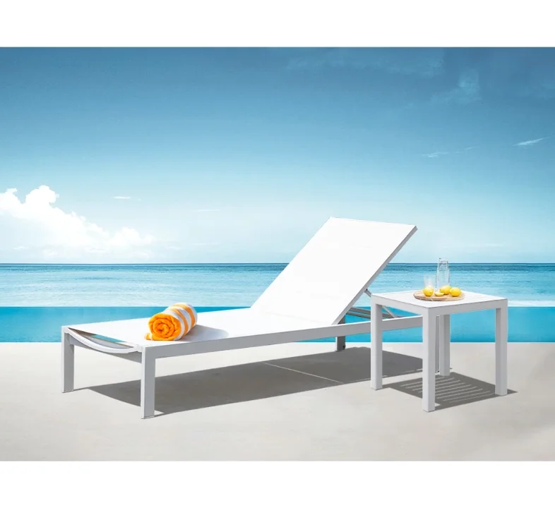 Sun Chaise Lounger Chair Aluminum New Beach Seat Sets Outdoor Packing