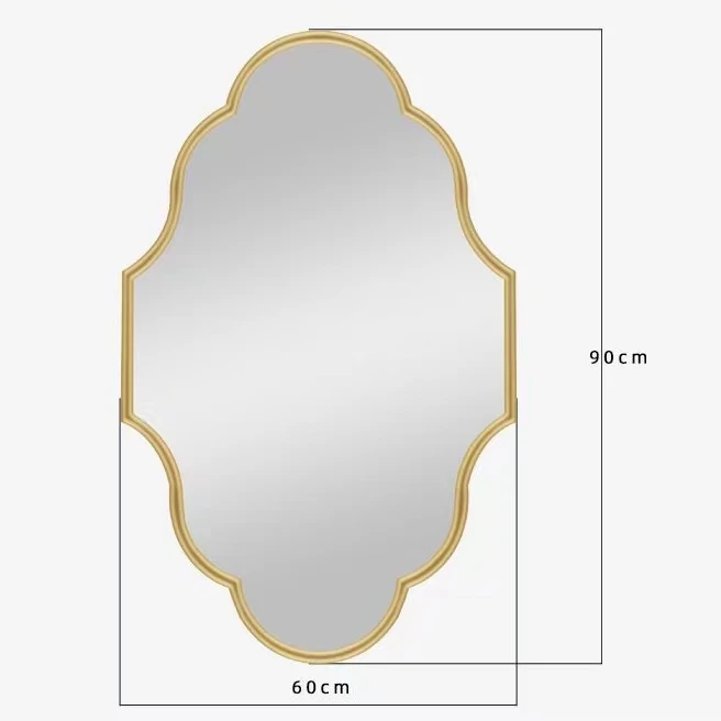 90X60cm European and American Bathroom Creative Personalized Three-dimensional Custom Hotel Art Wall Hanging Mirror