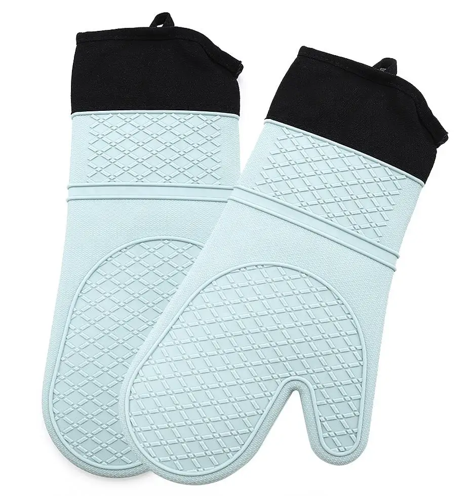 

Heat-Resistant 14.7" Cotton Silicone Bbq Oven mitts Kitchen Cooking Oven Mitts, Custom colors