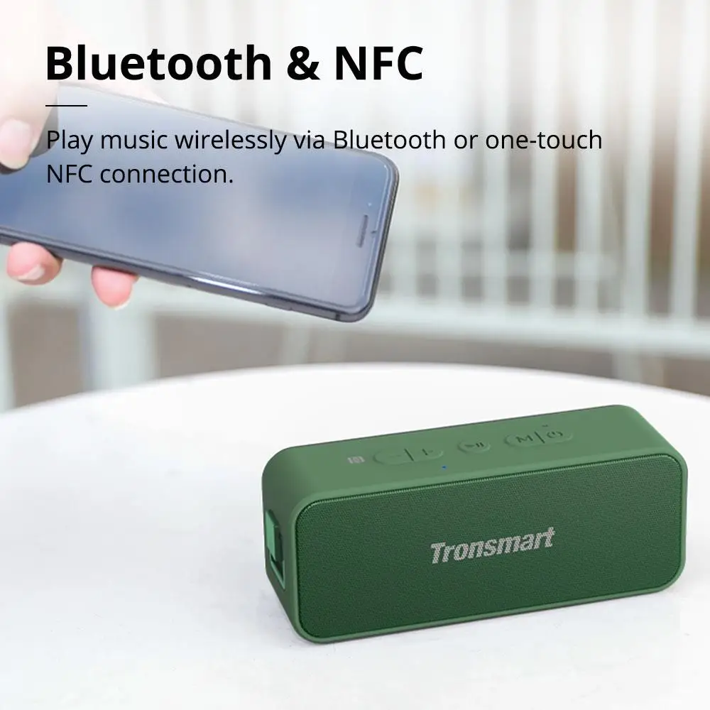 Tronsmart Element T2 Plus Portable Bluetooth 5.0 Speaker IPX7 Waterproof NFC Speakers 15H Playtime with Voice Assistant - ANKUX.COM