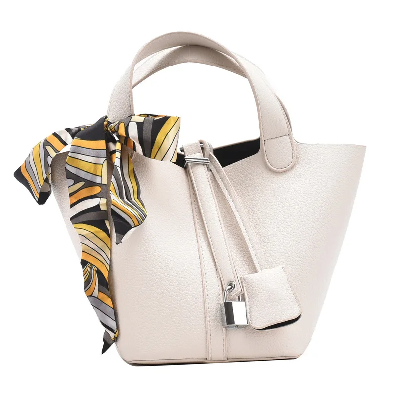 

New summer Korean Fashion lady PU female bag silk scarf bucket bag