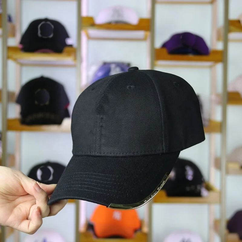 2020新款帽子女帽金属帽檐防晒编织印花遮阳帽可调节反扣