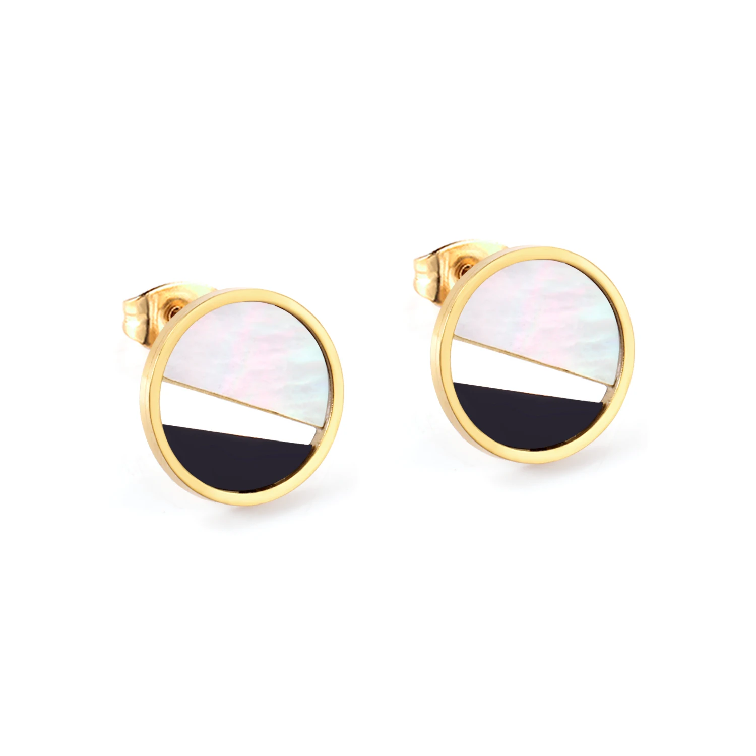 

New design cheap jewelry 14k gold plated stainless steel stud earrings for young girls, Gold/silver available