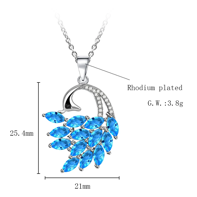 

Fukarni 3.8 Gram Peacock Blue Diamond 17 PCS Zircon Exquisite Pendants FKP027