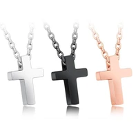 

Custom logo men gold plated mini cross letter necklace jewelry stainless steel pendant