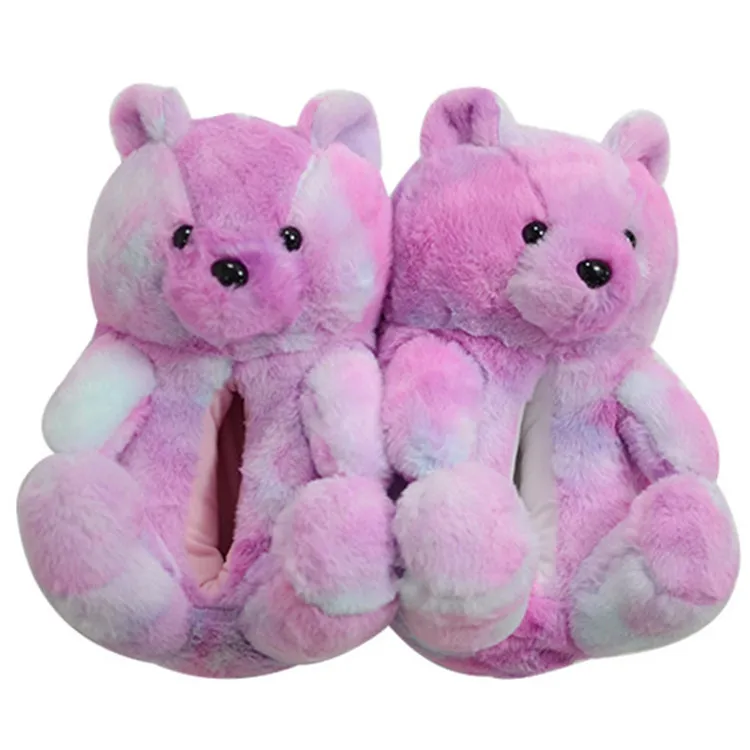

2021 New Arrivals Fuzzy Teddy Wholesale Plush New Style Slippers House Teddy Bear Slippers For Girls, Over 20 colors